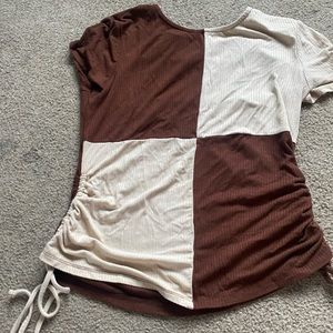 brown and tan shirt size medium